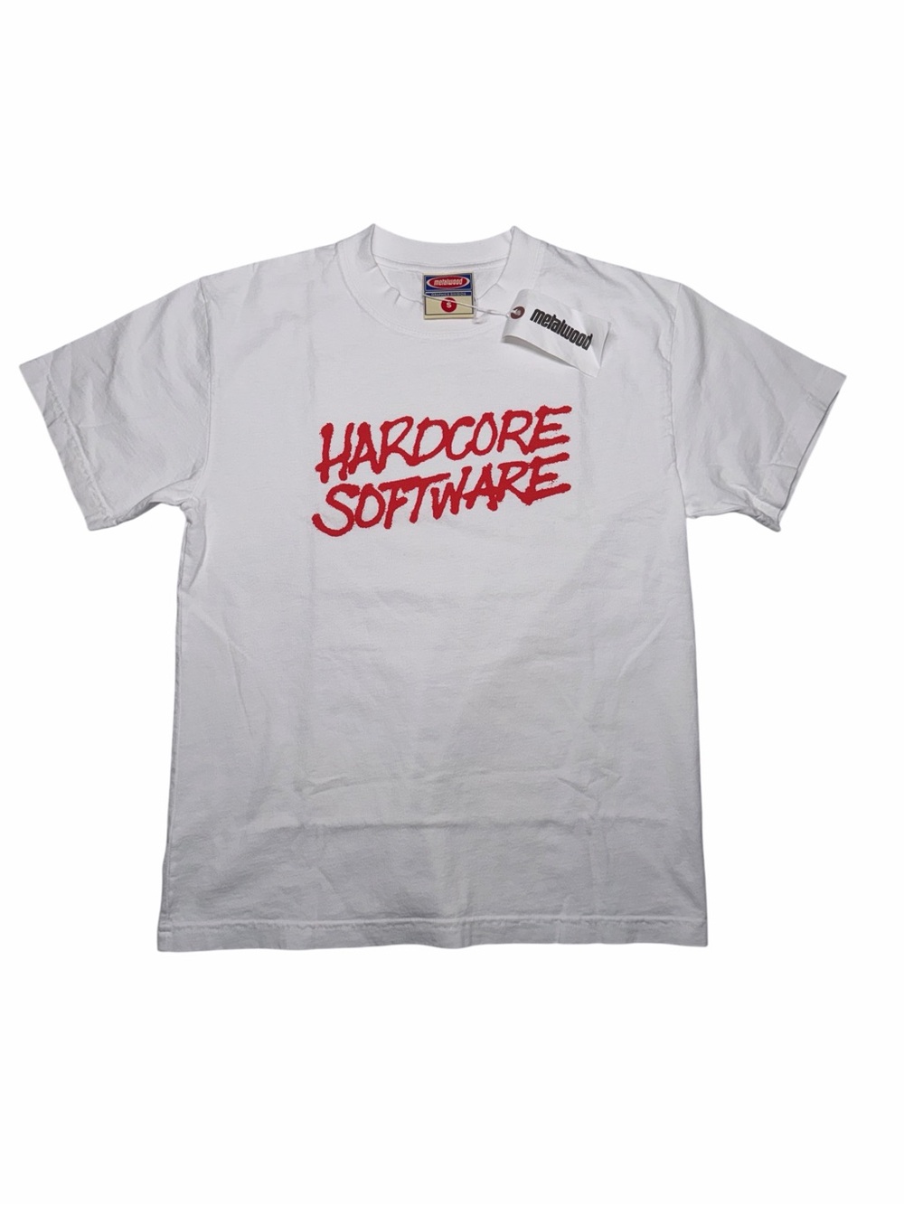 Metalwood Studio "Hardcore Software" Graphic T-Shirt Men's Size Small White NEW
